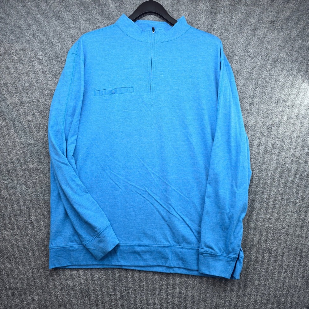 Black Clover Mens XXL Blue Heathered 1/4 Zip Pullover Cotton Blend Mock‎ Neck